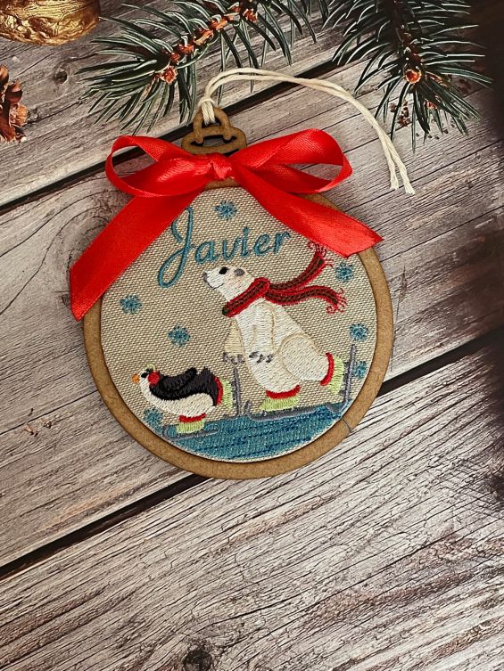 Bola de Navidad bordada "Oso"