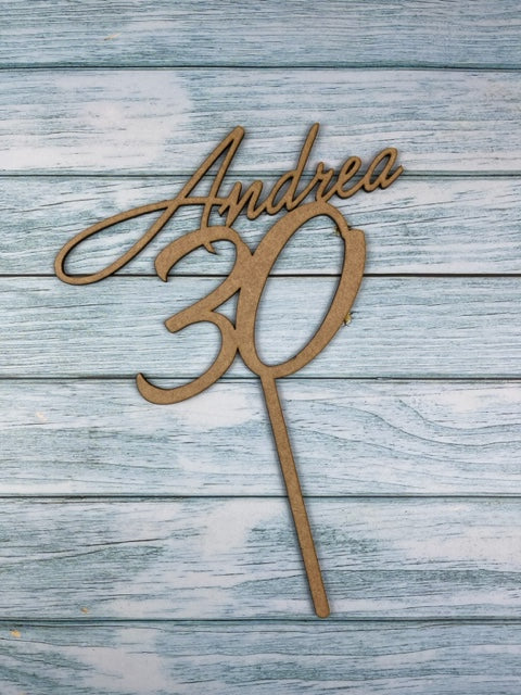 Topper de madera Personalizado para Tarta de Cumpleaños, Boda, Comunión, Bautizo, Celebración, Eventos. Modelo2