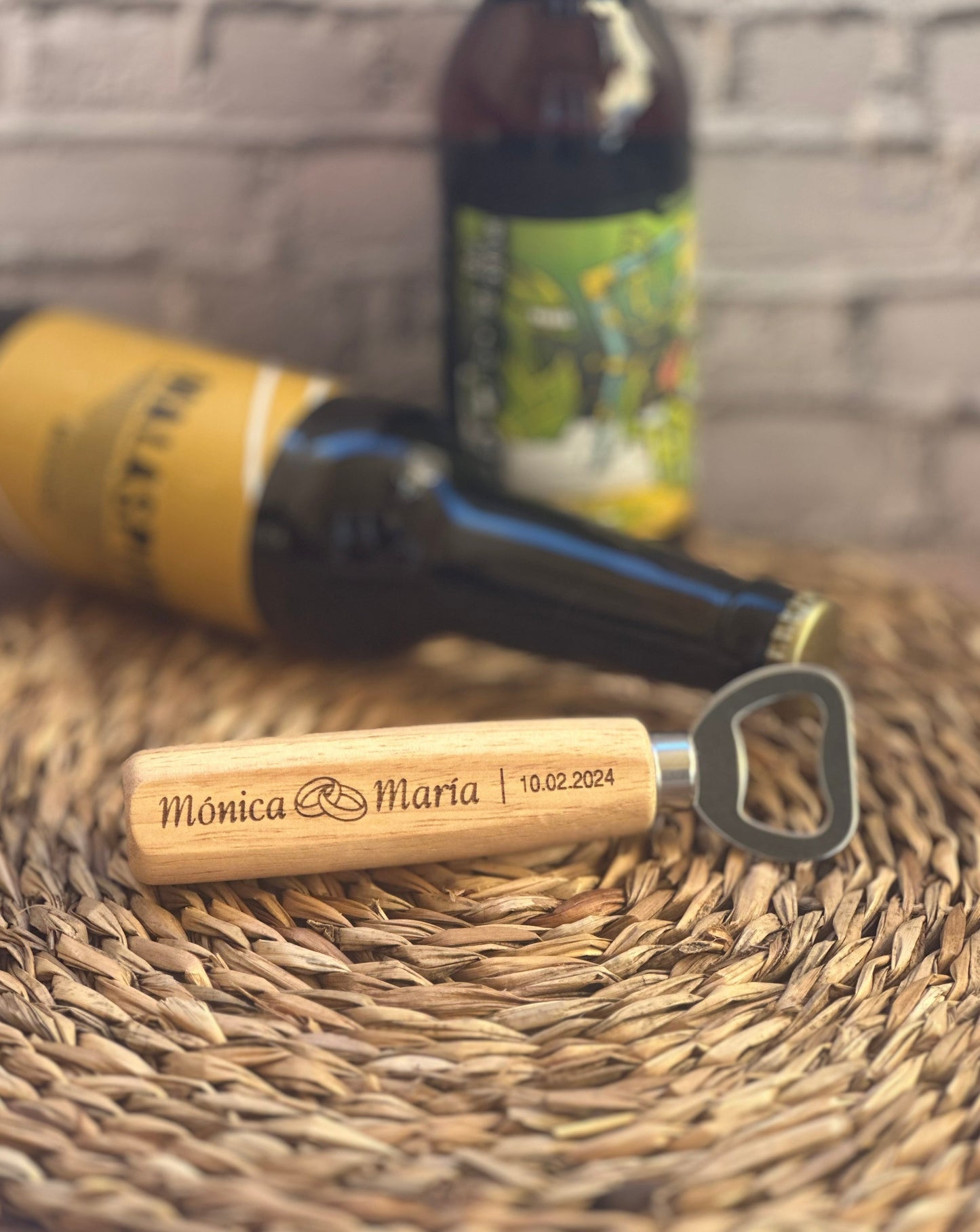 Personalized wooden bottle opener