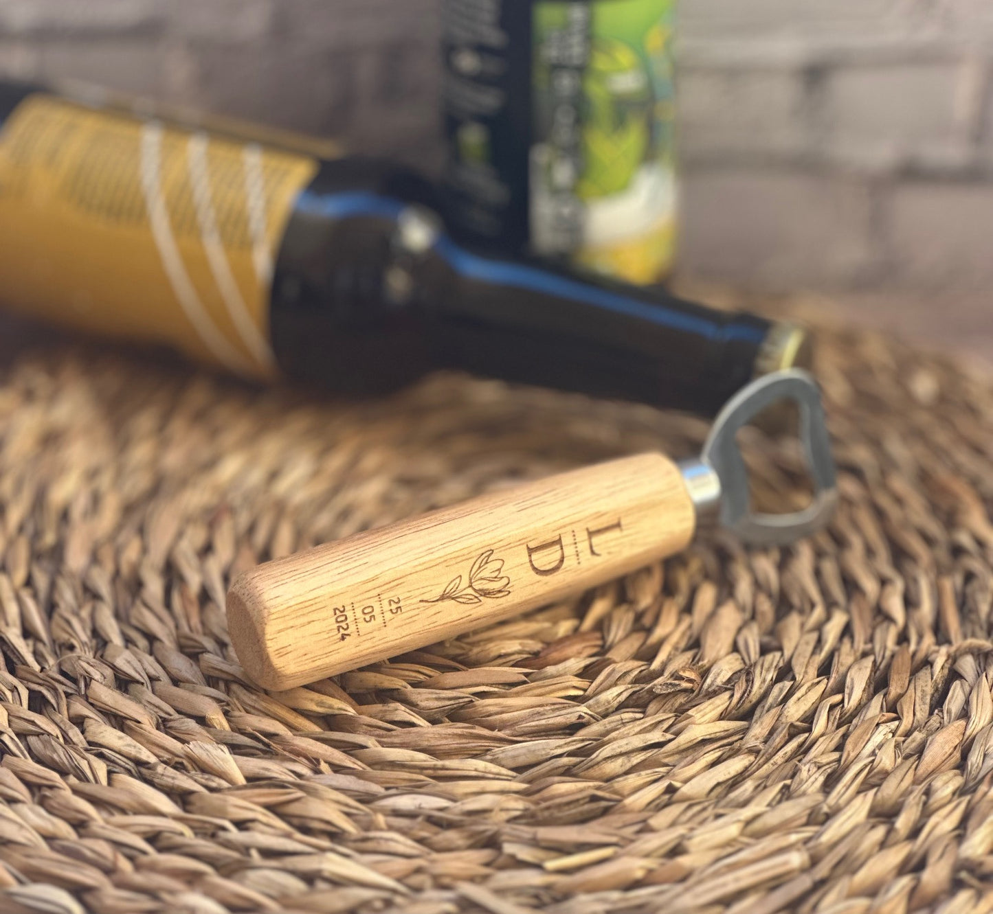 Personalized wooden bottle opener