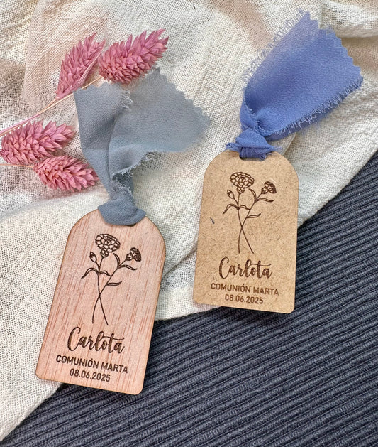 Marcasitios con lazo de tela personalizado