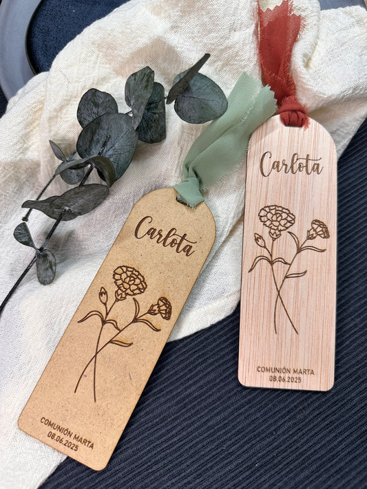 Marcapáginas con lazo de tela personalizado