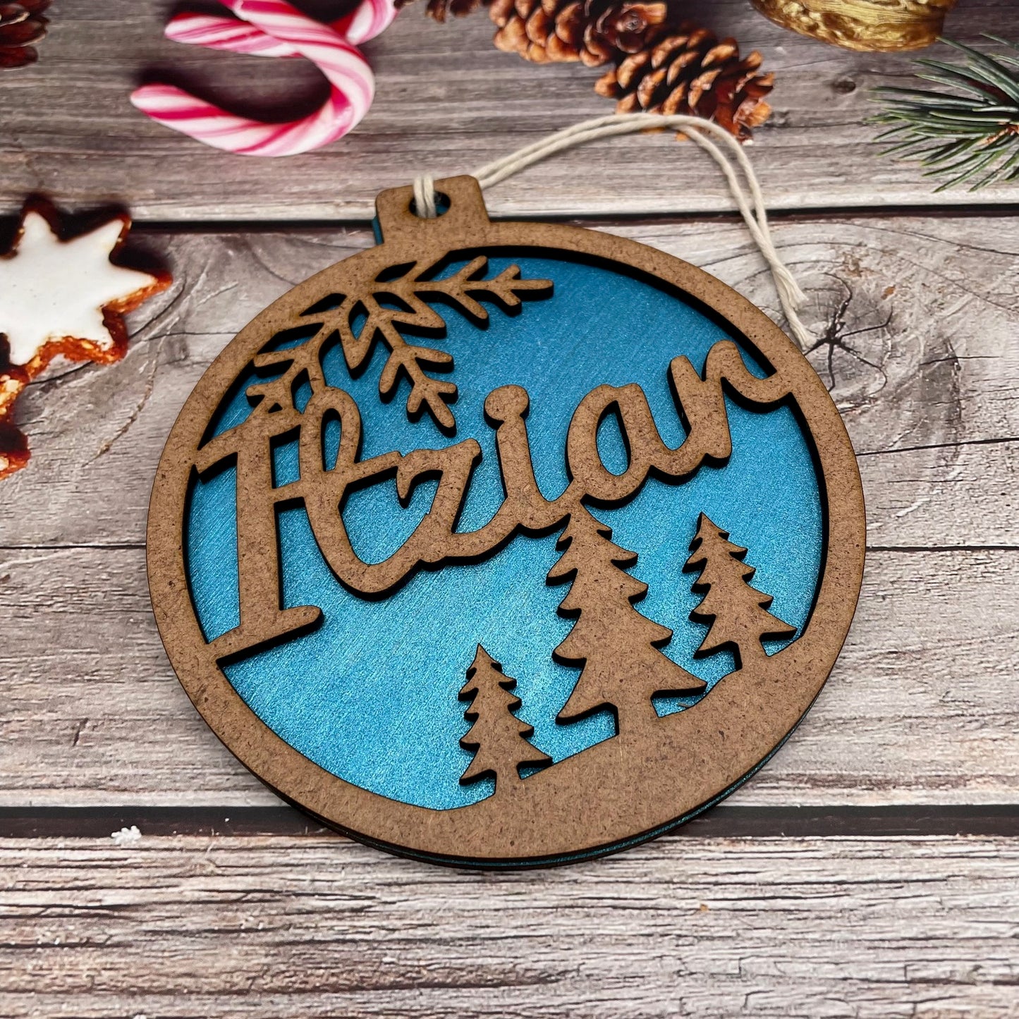 Christmas ball "Forest" with colored background