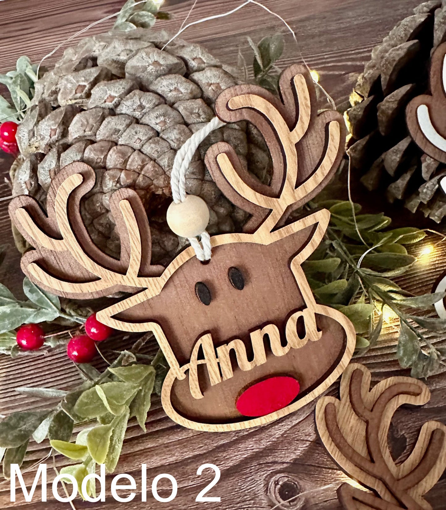 Bola de Navidad. Modelo Reno, personalizada con nombre