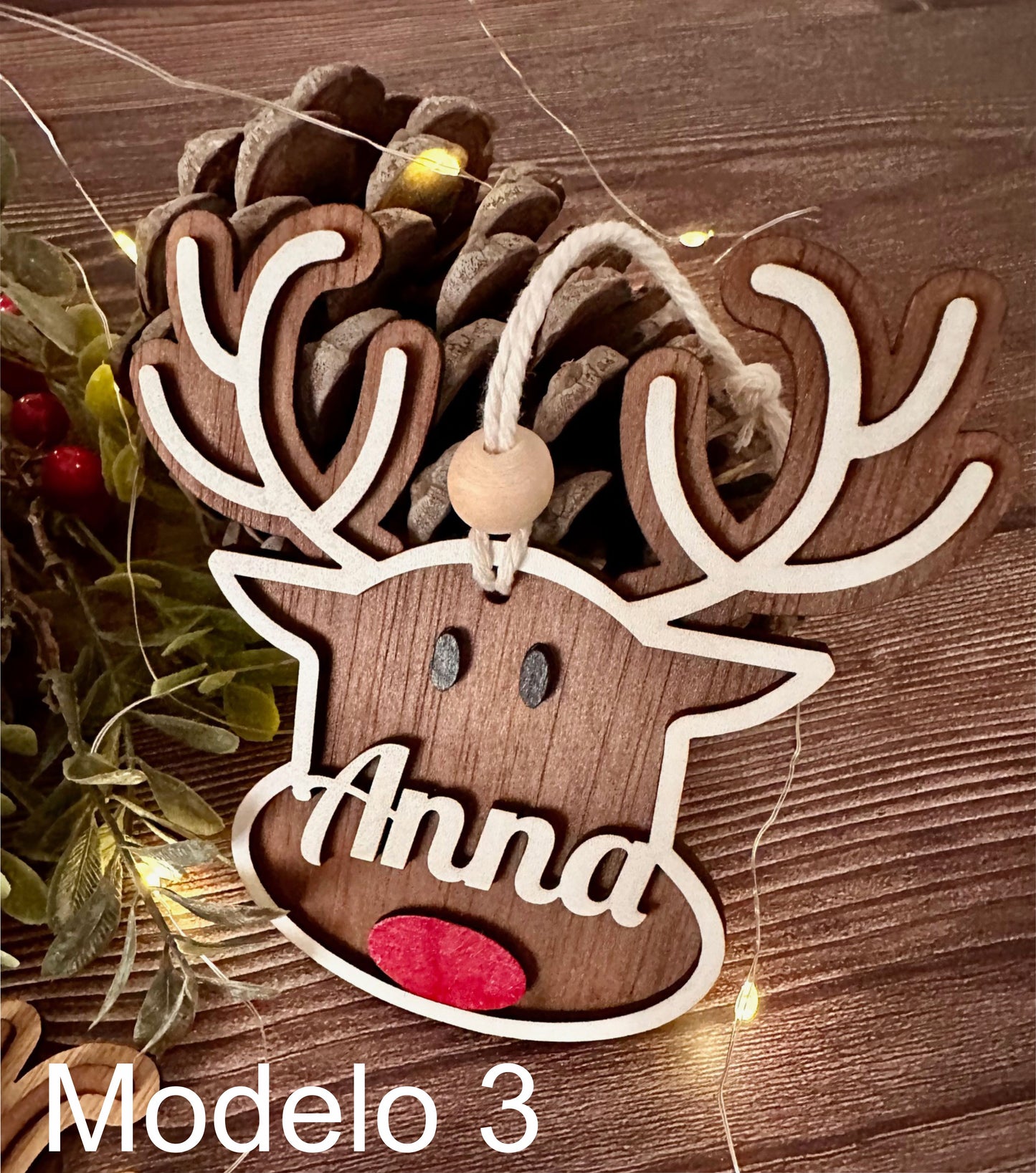 Bola de Navidad. Modelo Reno, personalizada con nombre