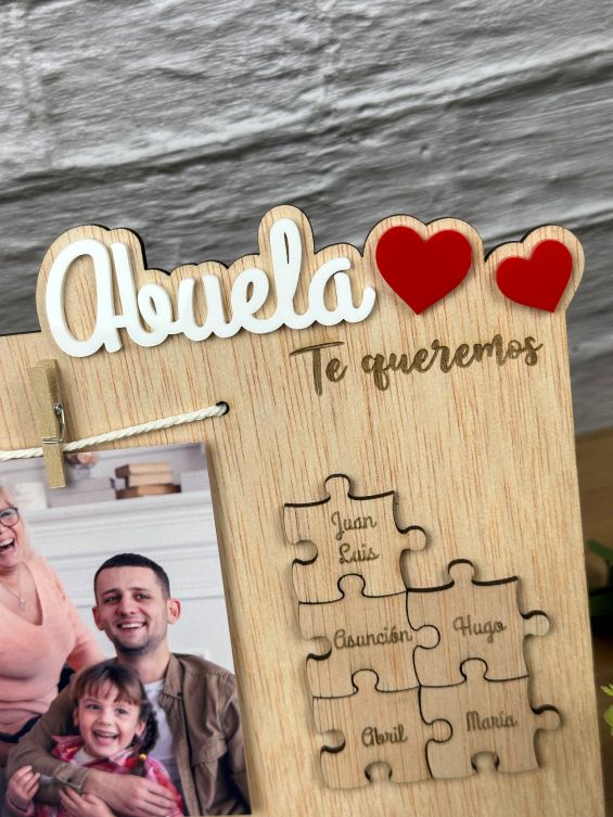 Marco de Fotos Abuela Día de la Madre con foto y puzzle.