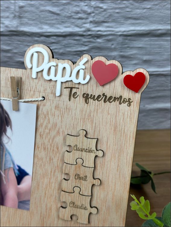 Marco de Fotos Papá Día del Padre con foto y puzzle.