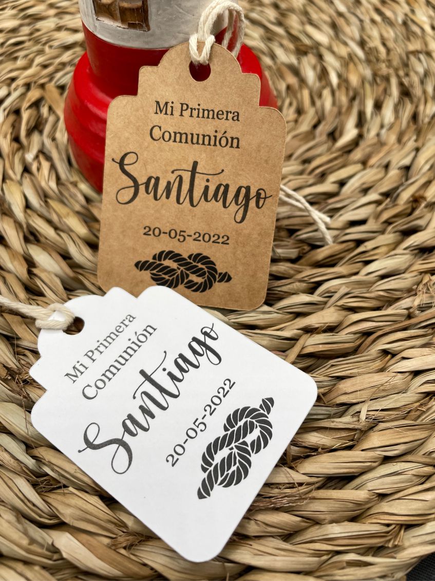 Tarjetas para detalle de comunión. Modelo Nudo