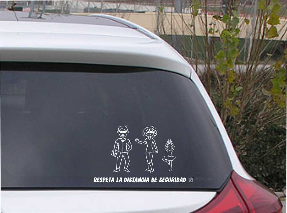 Pegatina/Adhesivo de figuras de familia personalizada con 3 miembros