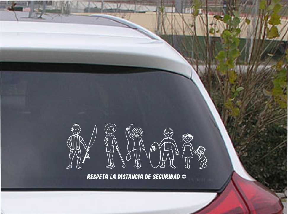 Pegatina/Adhesivo de figuras de familia personalizada con 6 miembros