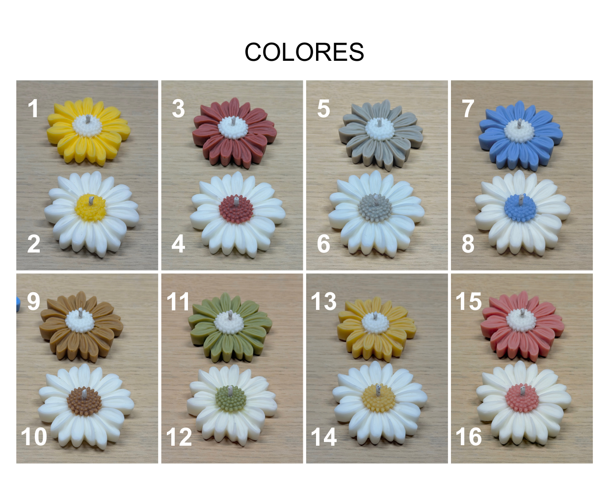 todos los colores de las velas margarita