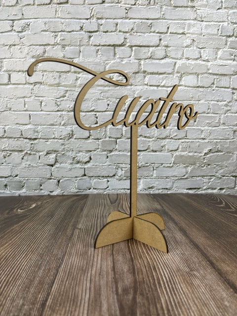 Wooden table number with base for Wedding, Anniversary decoration. Model 5