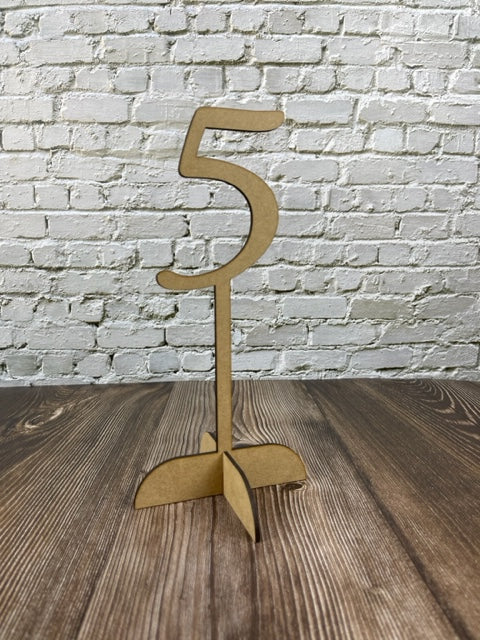 Wooden table number with base for Wedding, Anniversary decoration. Model 4
