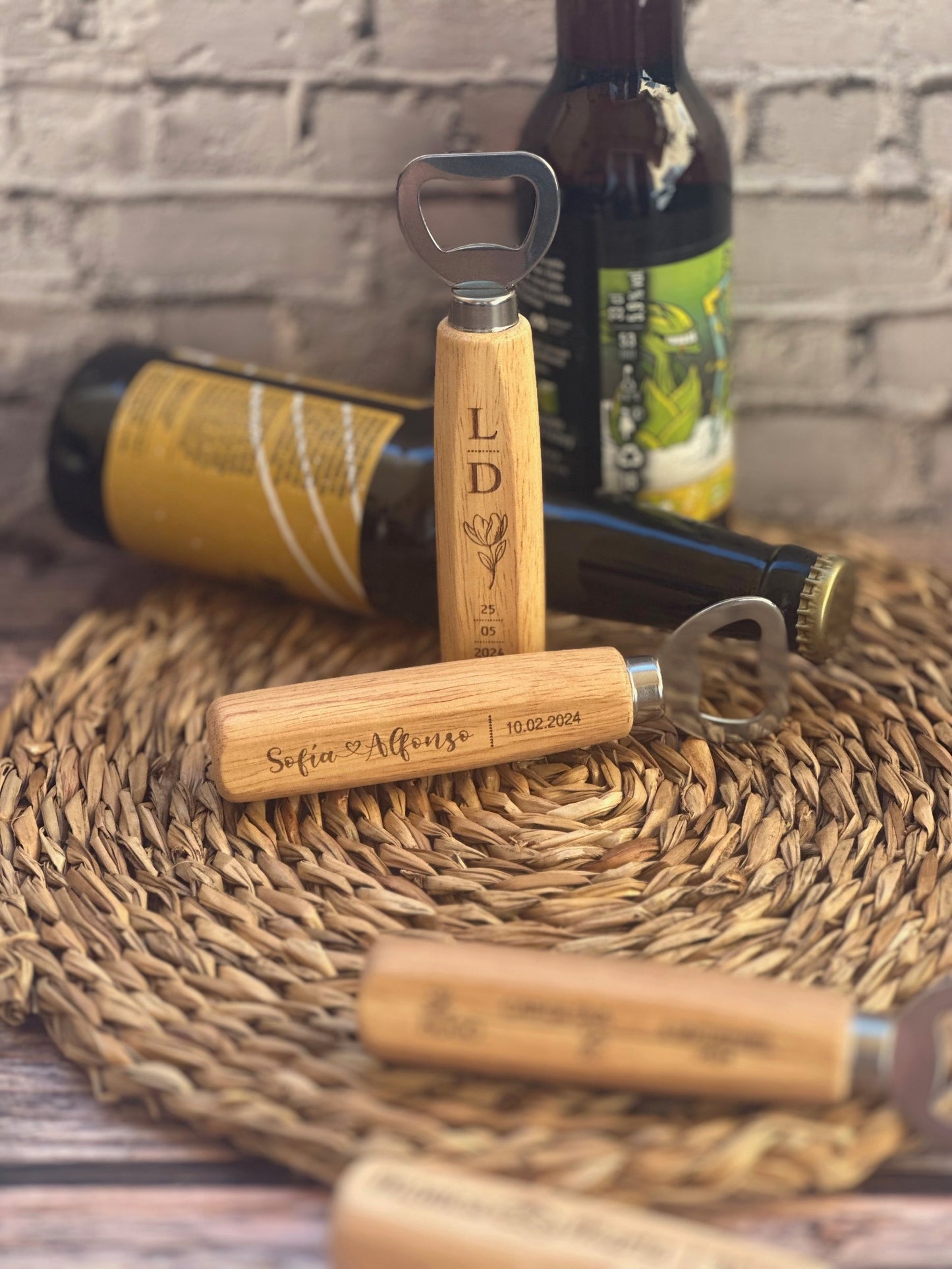 Personalized wooden bottle opener