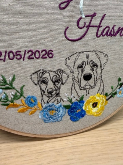 Porta alianzas bordado personalizado con mascotas