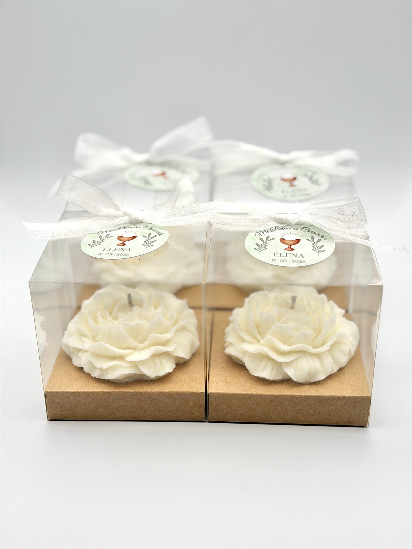Vela Peonía Personalizada – Detalle para Invitados de Boda, Comunión y Bautizo