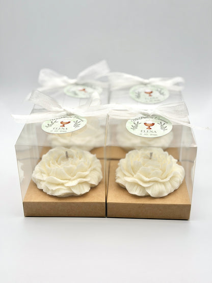 Vela Peonía Personalizada – Detalle para Invitados de Boda, Comunión y Bautizo