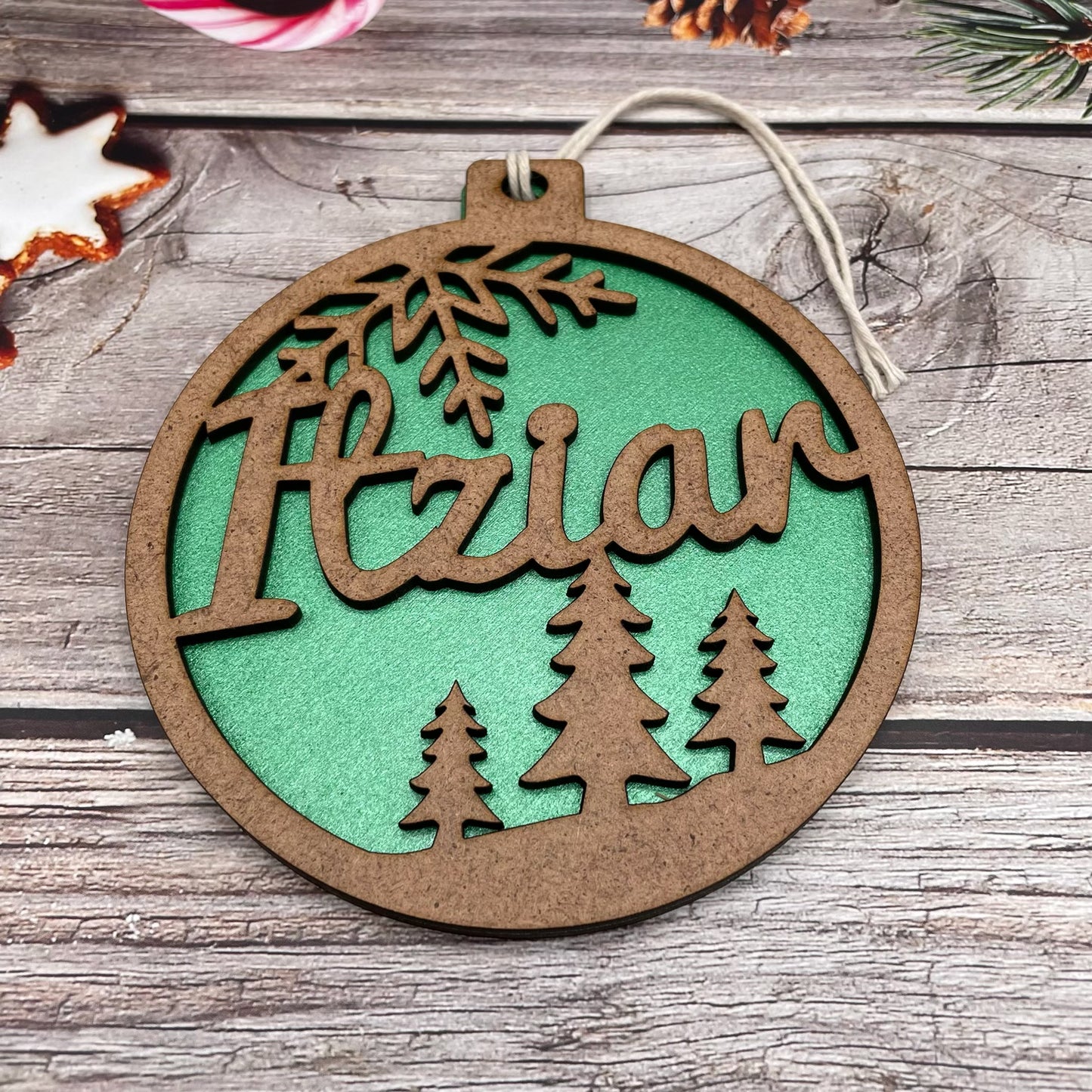Christmas ball "Forest" with colored background