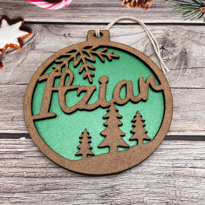Christmas ball "Forest" with colored background