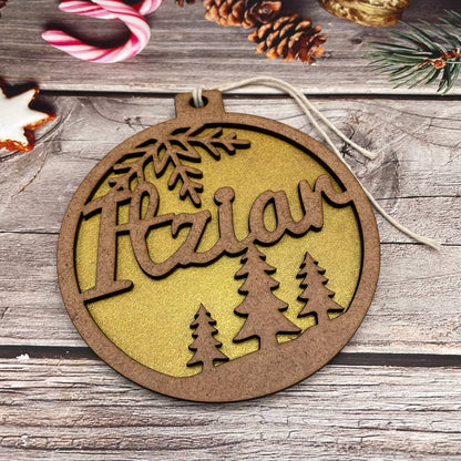 Christmas ball "Forest" with colored background