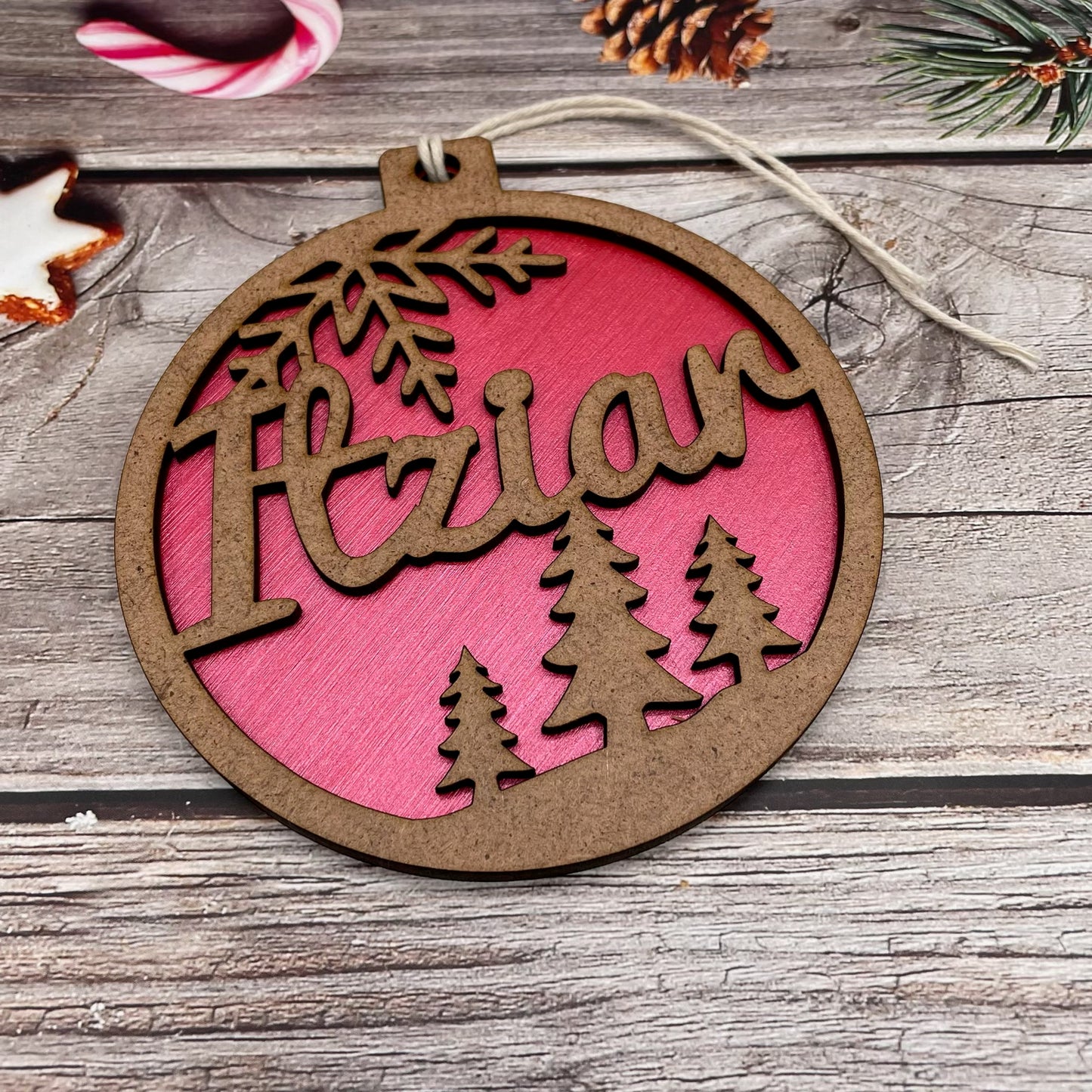 Christmas ball "Forest" with colored background
