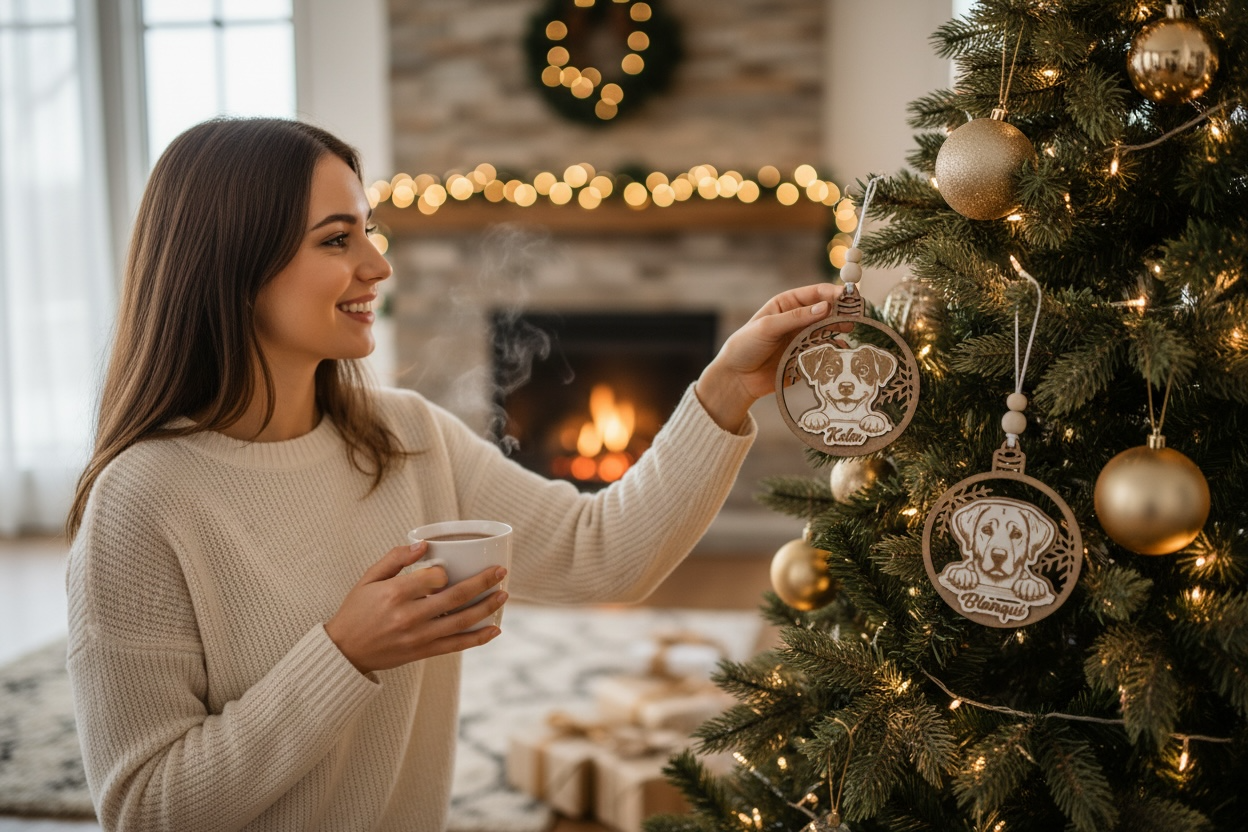 Bola de Navidad de madera "Mascotas"