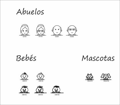 Pegatina/Adhesivo de caras de familia personalizada con 2 miembros