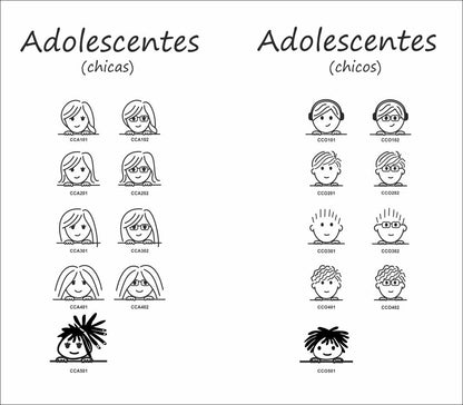 Pegatina/Adhesivo de caras de familia personalizada con 2 miembros