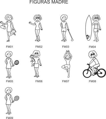 Pegatina/Adhesivo de figuras de familia personalizada con 6 miembros