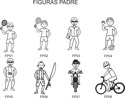 Pegatina/Adhesivo de figuras de familia personalizada con 4 miembros