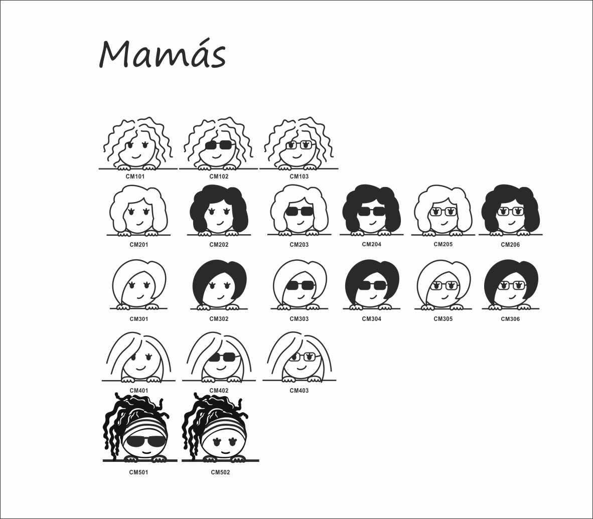 Pegatina/Adhesivo de caras de familia personalizada con 2 miembros