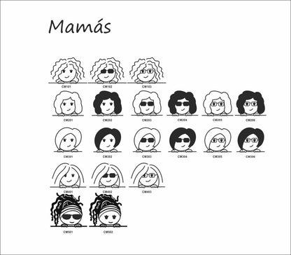 Pegatina/Adhesivo de caras de familia personalizada con 2 miembros