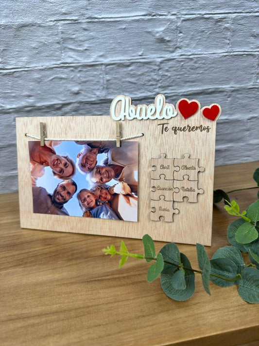Father's Day Grandfather Photo Frame with photo and puzzle.