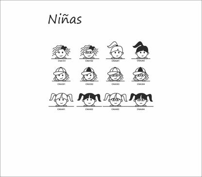 Pegatina/Adhesivo de caras de familia personalizada con 2 miembros