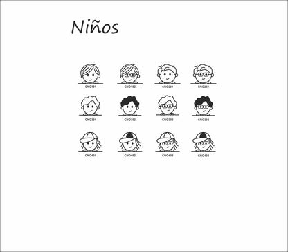 Pegatina/Adhesivo de caras de familia personalizada con 2 miembros