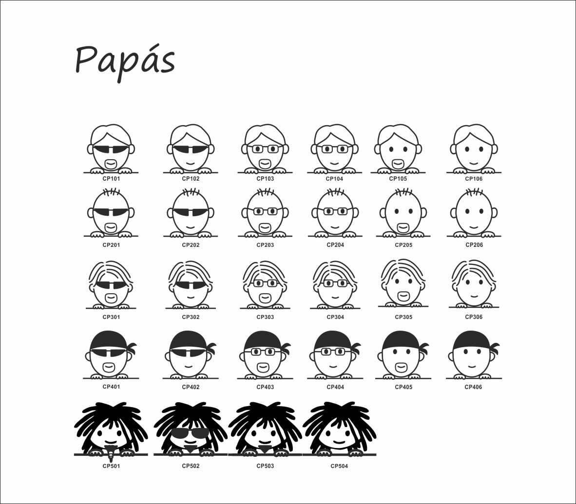Pegatina/Adhesivo de caras de familia personalizada con 2 miembros